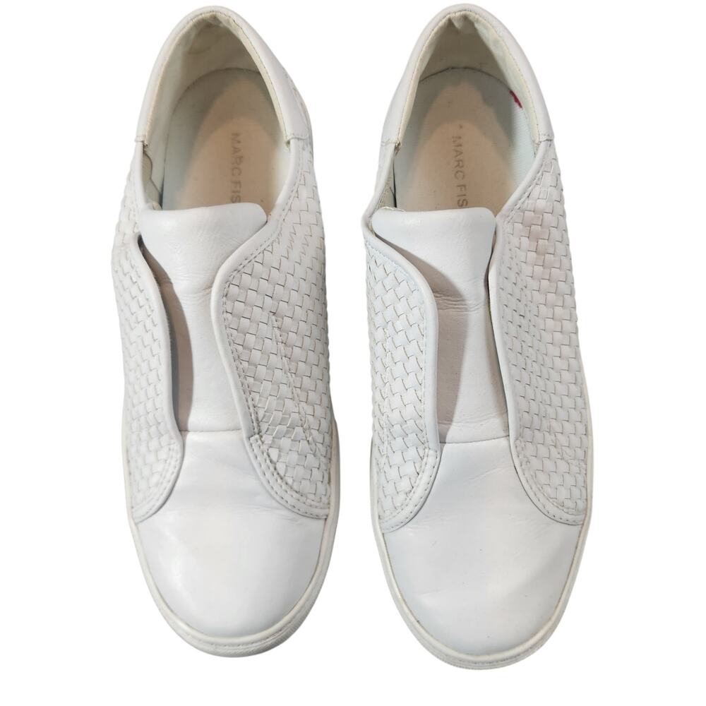 Marc Fisher White Woven Slip-On Sneakers Women’s Size 8.5M Casual Fashion Shoes